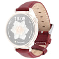 Miniatyrbild 1 av 5: För Garmin Lily 2 Active Lily 2 Armband 14mm Topplager Nötskinn Läder Klockarmband - Brun Bambu LGL Multicolor Wine Red