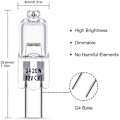 Miniatyrbilde 2 av 3: 20 stk G4 Halogenpære 20w Dc12v Innendørs Halogen G4 Lampe Krystallpære LGL
