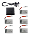 Miniatyrbild 1 av 5: 5-i-1 Batteriladdare Med 5st 3.7v 550mah Litium Polymer Li-po Batterier & Usb-kabel För Syma Q11 H99w-Good LGL