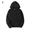 Miniatyrbilde 3 av 4: Unisex Dame Herre Bomull Ensfarget Genser Hettegenser med Snøring LGL Black S