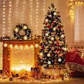 Miniatyrbilde 5 av 5: Innendørs julelys (varm hvit), 6m 40 LED snøfnugg lyslenke, innendørs og utendørs juledekorasjonslys