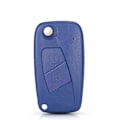 Miniatyrbillede 1 af 5: 2/3 Knapper Bil Nøgle Skal Til Fiat 500 Punto Stilo Ducato Panda Doblo Bravo Foldbar Fjernbetjening Nøgle Etui Uskåret Blad LGL 2 Buttons Blue