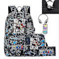 Miniatyrbild 3 av 3: 3 st/set Anime One Piece USB Anti-stöldlås Pojkar och flickors ryggsäck Ungdom Student Skolväska Fritids Resa Ryggsäck Hög kvalitet