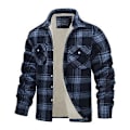 Miniatyrbillede 3 af 5: Herre Efterår Vinter Jakke Plaid Print Revers Blød Plys Lommer Enkeltknappet Løs Fortykkede Lange Ærmer Casual Mellemlang Herre Frakke LGL black M