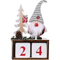 Miniatyrbillede 1 af 5: Julekalender, Sødt Julemand-mønster, Julekalender i træ, Borddekoration (Grå, 1 stk.) (LGL)