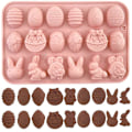 Miniatyrbillede 1 af 5: Pieces Påske Silikone Chokoladeforme 18 Hulrum Æg, Kanin, Kaninhoved, Kurv Former Forme til DIY Chokolade, Slik, Gelé (LGL)