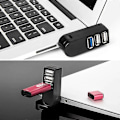 Miniatyrbillede 5 af 5: USB til 3 USB-porte 270° Roterbar Ultra Slim USB-splitter til MacBook Notebook PC PC Laptop Mobil USB-flashdrev HDD (LGL)