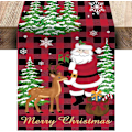 Miniatyrbild 1 av 5: Jul Tomte Ren Bordslöpare, Buffelrutig Julgran Snöflinga Bordslöpare, 33x183cm (LGL)