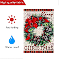 Miniatyrbillede 4 af 5: Julehaveflag Garland, 30x45 cm dobbeltsidet burlap plaid kant dekorativ Garland Buffalo Plaid Burlap haveflag (LGL)