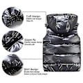 Miniatyrbilde 3 av 5: Dame Vintervest Ensfarget Hette Varm Elastisk Kant Lommer Lys Farge Vattert Vest Waistcoat LGL black 2XL