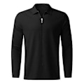 Miniatyrbilde 1 av 5: Herre Skjorte Høst Vinter Ensfarget Lang Pustende Erme Revers Glidelås Stolpe Utendørs Sports T-skjorte LGL black 2XL