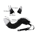 Miniatyrbillede 2 af 5: Faux Fur Kat Fox Ulv Pelsagtig Hale Og Clip Ører Til Halloween Fest Kostume Tilbehør Ulv LGL black White