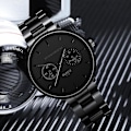 Miniatyrbilde 3 av 4: Herre Business Rustfritt Stål Rem, Luksus Quartz Armbåndsur LGL black blue
