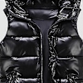 Miniatyrbilde 1 av 5: Dame Vintervest Ensfarget Hette Varm Elastisk Kant Lommer Lys Farge Vattert Vest Waistcoat LGL black L