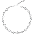 Miniatyrbillede 1 af 5: Hjerteformet sølvarmbånd til kvinder, skinnende krystal diamant justerbart armbånd, smykkegave til mors dag, fødselsdagsjulegave (hvid) (LGL)