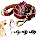 Miniatyrbillede 1 af 5: Ægte Læder Hundesnor 150cm Lang Stærk Hundesnor Kraftig Hundeline LGL Red 1.0cm*150cm