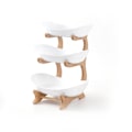 Miniatyrbillede 1 af 4: Luksuriøs europæisk 3-lags frugt- og dessertfad (påfuglegrøn) LGL white 3 layer