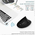 Miniatyrbillede 4 af 5: Venstrehånds mus 2.4g trådløs tommelfingerbetjent trackball mus mindre støj - Sort (LGL)