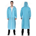 Miniatyrbillede 1 af 3: Lang regnfrakke til mænd Vandtæt genanvendelig regnponcho med hætte Vandreture Fiskeri Regnjakke LGL Blue L