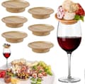 Set med 6 dekorationer för vinglas charkbricka bambuplatta aperitif Delar 0619 (LGL)