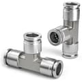 Stk. 6 mm T-stykke 3-vejs pneumatisk lynkobling. 3-vejs rustfrit stål til PE-luftadapter
