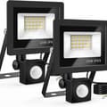 LED-strålkastare med rörelsesensor - Uppdaterad 2023 - 20W - IP65 - 2-pack