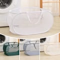 Miniatyrbild 5 av 11: Transparent Mesh Tvättkorg Bärbar Smutsig Leksaksförvaringskorg Tvättkorg Ihålig F7c6 Beige 1set