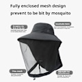 Miniatyrbild 6 av 11: Fiskehatt för utomhusbruk med meshmask, myggsäker, solskydd, ventilerande' Dark gray 1pc