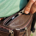 Miniatyrbild 11 av 11: Herr Äkta Läder Clutch Väskor Business Kohud Plånböcker Dragkedja Handväska Skinn Mobilväska Man J8d0 brown One-size