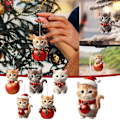 Miniatyrbild 11 av 11: 2024 Kattprydnad för Julgran, Julkatt med Tomteluvor Hängande Hänge, Akrylhänge 2D Julkatt Prydnader, Julgran 5 1pcs