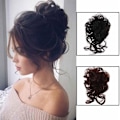 Miniatyrbild 10 av 11: Hårförlängning för kvinnor, chignon, rufsigt hårknut, hästsvans, lockiga hårförlängningar. Hår B0A6 2 One-size