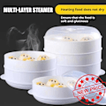 Miniatyrbild 10 av 11: Mikrovågsugnsångare – Utrymmesbesparande stapelbar design för snabb uppvärmning av ris, dim sum och I2h1 WhiteC  triple