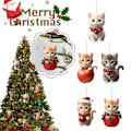 Miniatyrbild 3 av 11: 2024 Kattprydnad för Julgran, Julkatt med Tomteluvor Hängande Hänge, Akrylhänge 2D Julkatt Prydnader, Julgran 2 1pcs
