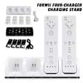 Miniatyrbild 3 av 11: 4-i-1 Laddningsstation för Wii & Wii U Fjärrkontroll, Laddare med 4 Uppladdningsbara Batteripaket, 4-Portars Laddningsstation + 4st 2800mAh Rep white 1pcs