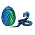 Miniatyrbild 1 av 11: 3D-printad Cool Eyes Orm med Ägg, Multi-ledad Rörlig för Vardagsrum Heminredningstillbehör Q8b3 Bluish green Snake with Egg