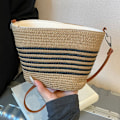 Miniatyrbild 7 av 11: Enkel Retro Sommarvävd Crossbody Väska för Dam, Mångsidig Modeväska Axelremsväska E2d4 Beige&Khaki One size