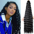 Miniatyrbild 4 av 11: 30 tum lång Deep Twist syntetiskt hår Deep Curly Hair Extension. T1B BUG onesize