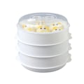 Miniatyrbild 1 av 11: Mikrovågsugnsångare – Utrymmesbesparande stapelbar design för snabb uppvärmning av ris, dim sum och I2h1 WhiteC  triple