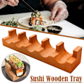 Miniatyrbild 11 av 11: Sushi Taco-hållare i trä, U-formad Sashimi-tallrik, Sushi Hand Roll-hållare Sushi Display Rack Serveringsbricka, Sushi Serveringsbräda Taco Display S three-compartment 1pcs