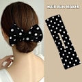 Miniatyrbild 4 av 11: Kvinnor Lazy Hair Curler Magic Bun Maker Styling DonutBow Band Former Twist ♤♤ leopard print light gray one-size