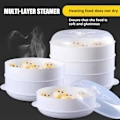 Miniatyrbild 4 av 11: Mikrovågsugnsångare – Utrymmesbesparande stapelbar design för snabb uppvärmning av ris, dim sum och I2h1 WhiteC  triple