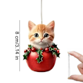 Miniatyrbild 2 av 11: 2024 Kattprydnad för Julgran, Julkatt med Tomteluvor Hängande Hänge, Akrylhänge 2D Julkatt Prydnader, Julgran 5 1pcs