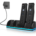 Miniatyrbild 10 av 11: 4-i-1 Laddningsstation för Wii & Wii U Fjärrkontroll, Laddare med 4 Uppladdningsbara Batteripaket, 4-Portars Laddningsstation + 4st 2800mAh Rep white 1pcs