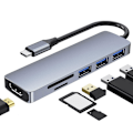 Miniatyrbild 7 av 11: 6 i 1 Multi-Port USB C Hub Docking Station 4K Stöds, A3D4 Y2L4 H9W1