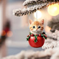 Miniatyrbild 10 av 11: 2024 Kattprydnad för Julgran, Julkatt med Tomteluvor Hängande Hänge, Akrylhänge 2D Julkatt Prydnader, Julgran 3 1pcs