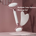 Miniatyrbild 7 av 11: Roller för Ansikte Hals Öga Harts Ansiktsmassage Instrument Hälsovård Scrapi V4E7 Green shaped gua sha board 30g