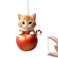 Miniatyrbild 1 av 11: 2024 Kattprydnad för Julgran, Julkatt med Tomteluvor Hängande Hänge, Akrylhänge 2D Julkatt Prydnader, Julgran 5 1pcs