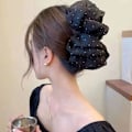 Miniatyrbild 7 av 11: Kvinnor Rosett Bubbla Klämma Hårklo Elegant Stora Hårklämmor Fäste US gold null