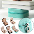 Miniatyrbild 7 av 11: Resefodral Organizer Mini PU Läder Förvaring För Ringar Örhängen Halsband Box Z8B5 Block Brown Black 1PC
