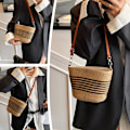 Miniatyrbild 9 av 11: Enkel Retro Sommarvävd Crossbody Väska för Dam, Mångsidig Modeväska Axelremsväska E2d4 Beige&Khaki One size